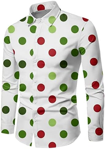 כפתור חג המולד של ווקאצ'י חולצות למטה לגברים בתוספת חולצת שמלות שרוול ארוך בגודל
