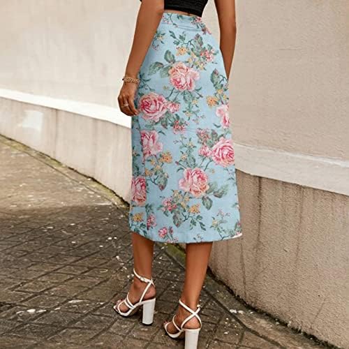 מנהונג נשים יומי אלגנטי פרח הדפסי גבוהה מותן יחיד חזה חצאית ג ' וניורס חצאית