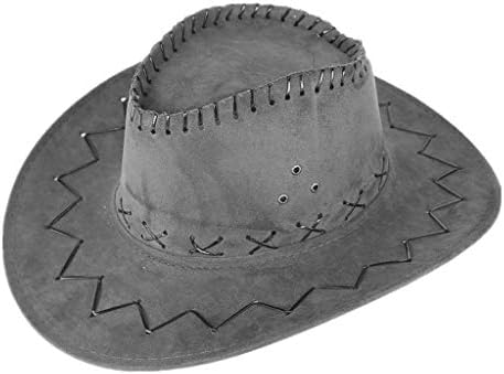 יוניסקס למבוגרים מערב קאובוי כובע לגברים נשים קלאסי להפשיל ברים בוקרת כובע מערבי קאובוי כובע עם חגורת שמשיה כובע