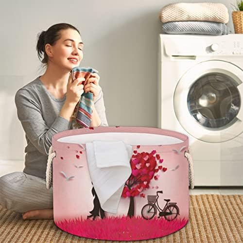 לב ליום האהבה אופניים עץ בצורת אופניים סלים עגולים גדולים לאחסון סלי כביסה עם ידיות סל אחסון שמיכה למדפי אמבטיה פחים לארגון