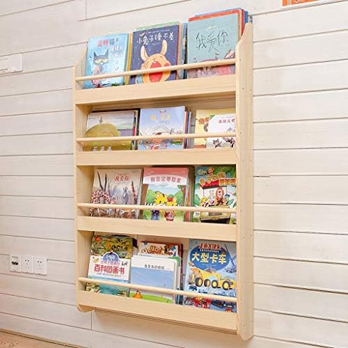 ארון ספרים של מדף ספרים של Aervereal עץ מוצק עץ לתינוקות מגזין מגזין מתלה קיר הר 118x80x11.8 סמ מדף ספרים, לבן
