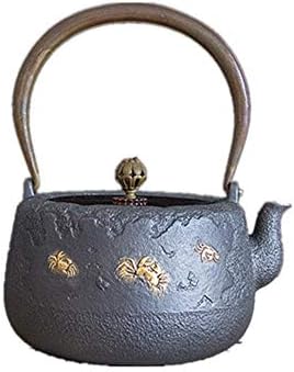 קומקום תה קומקום ברזל סיר תה ברזל מודרני עם ידית אנטי-סקילינג לתה רופף ומבוגרים 1300 מל קומקומים, PIBM, Black3, 1300ML