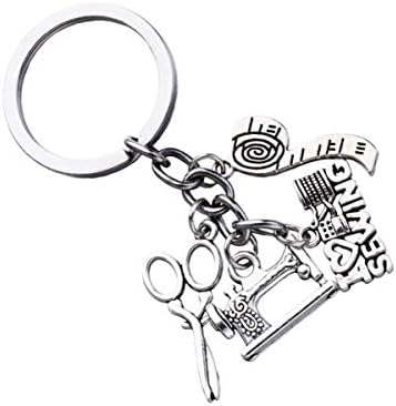 מכונת תפירת מחזיק מפתחות מספריים שליט תכשיטי מתנה עבור חייט פרישה מחזיק מפתחות מתנות