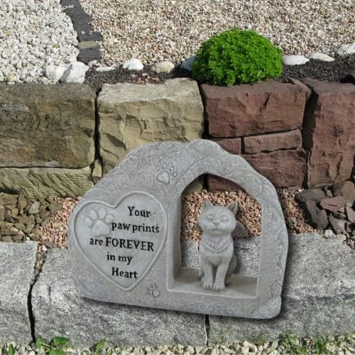 קומפי שעה 7.28 פולירזין חתול מלאך עם כפה הדפסת זיכרון לחיות מחמד פסל צלמית עבור הבית שלך או גן, אור אפור, לחיות