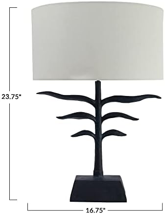 גוון בד בצורת עלים יצירתיים, מנורת שולחן שחור וטבעי