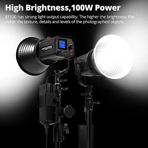 Ambitful EF100 100W 5600K AURORA COB LED LED VIDOE LIGHT + BH-EF01 ידית סוללה עם תיק נשיאה לצילום טבעי חיצוני,