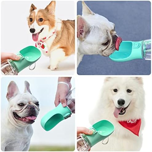 בקבוק מים נייד לכלבים עם 380 מיליליטר כוס שתיית מים לכלבים, 2 ב-1 מתקן בקבוקי מים לכלבים, עם מיכל מזון עבור