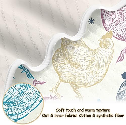 שמיכת עוף שמיכת עוף שמיכה כותנה לתינוקות, קבלת שמיכה, שמיכה רכה קלה משקל עריסה, טיולון, שמיכות משתלות, תרנגול צבעוני, 30x40