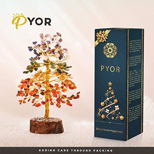 Pyor 7 Chakra עץ אבן רייקי ריפוי אבני חן ירוק Aventurine & Lapis Lazuli Orgone Pyramid Generator Energy Generat