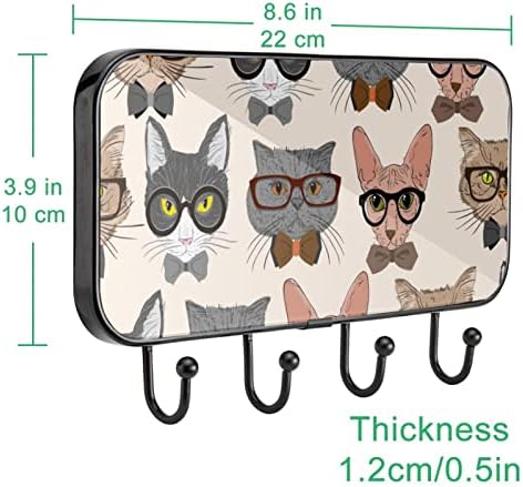 חתולי קריקטורה מצוירים קיר מעיל מדפיס קיר, מתלה מעיל כניסה עם 4 חיבור לעיל מעיל גלימות ארנק מגבות חדר אמבטיה
