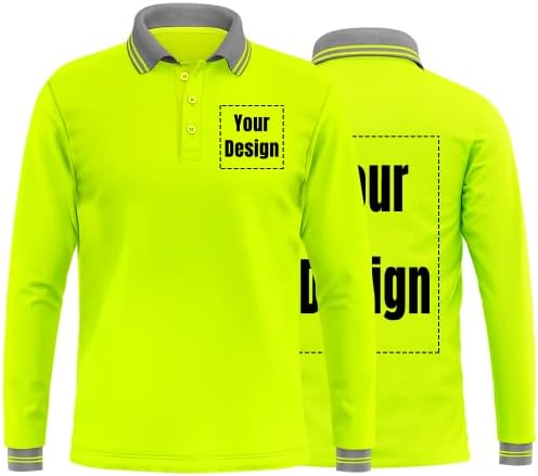 חולצת טריקו לבטיחות של Yoweshop Hi-vis הוסף את עיצוב השרוול הארוך שלך חולצות פולו מגן עם רצועות רפלקטיביות