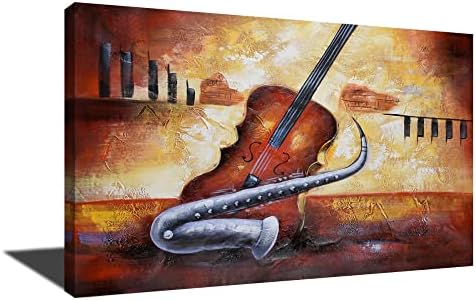ZZCPT ציור שמן צבוע ביד תקציר על בד מופשט מוסיקה מוסיקה כינור קישוט שמן ציור קיר אמנות עיצוב לסלון מסדרון חדר שינה מרפסת