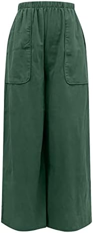 מכנסי נשים מיאשוי סוויטת סוויטת עבודה מזדמנת בצבע אחיד של נשים מכנסי רגל רחבים מכנסי פשתן כותנה עם מכנסיים מזדמנים