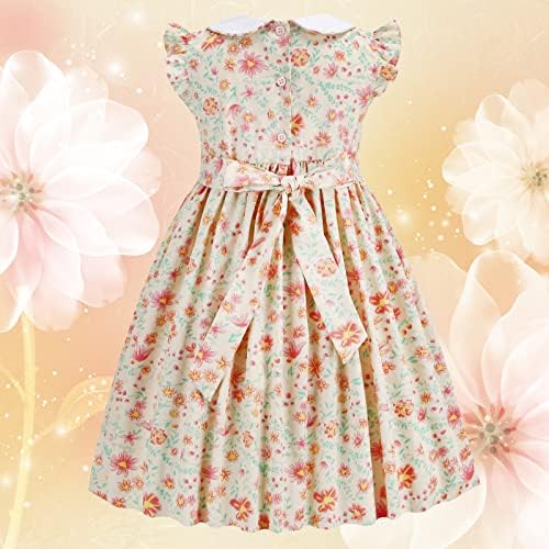 שמלות בנות שמלות תינוקות מעוטרות שמלות פעוטות פרחוניות באביב שמלת צווארון פיטר פן