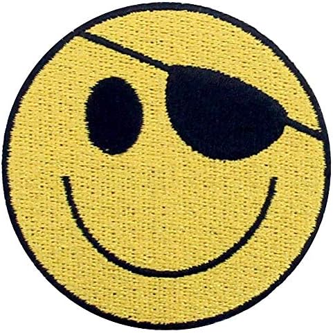 חיוך שמח טלאי עין אחד רקום ברזל אפליקציה על תפירה על סמל