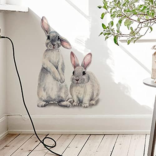 שם בקבוק מים מדבקות שני ארנבים חמודים לילדים חדר בית עיצוב בית מדבקת קיר נשלפת מדבקות ויניל סתיו