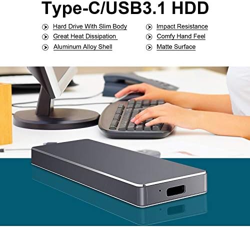 כונן קשיח חיצוני 1TB סוג C USB3.1 למחשב, Mac, מחשב שולחני Wii U, Xbox