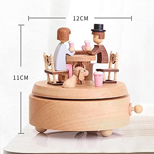 קופסא מוזיקת ​​עץ מעץ מעץ בעבודת יד אהבה יפה קופסאות מוזיקה מתנה ליום הולדת לחתונה (צבע: A, גודל