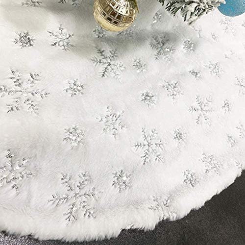 חצאית עץ חג המולד בגודל 48 אינץ 'חצאית עץ לבן חצאית עץ לבן חג המולד פו חצאיות עץ פרווה קישוטים לחג המולד לקישוטי עץ חג קישוטים