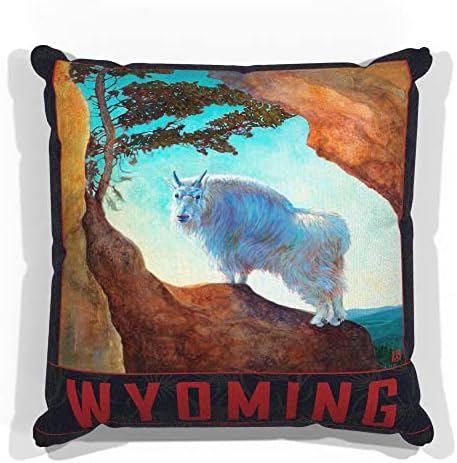 Wyoming Mountain Het Mountain Faux זמש ספה זורקים כרית מציור שמן מאת האמן קארי לר 18 x 18.