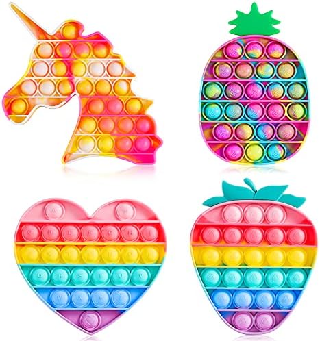 צעצועי פופ פופ -פופ חד -קרן אננס פירות תות מתנה צעצועים חושיים למבוגרים לילדים, קשת מקרון זול בועות פופ צעצועים חבילה לקשקש
