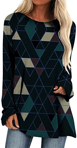 צמרות גודל של נוקמופו פלוס אופנה לנשים שרוול מזדמן שרוול ארוך עגול סוודר צוואר עליון חולצה חולצה טוניקה טוניקה