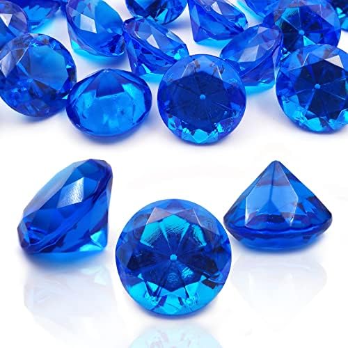 XHKDSYMC 100 PCS אבני חן יהלום אקרילי, יהלומים אקריליים כחולים 1 אינץ 'יהלומים דמויי יהלומים גדולים אגרטל יהלומים אקריליים