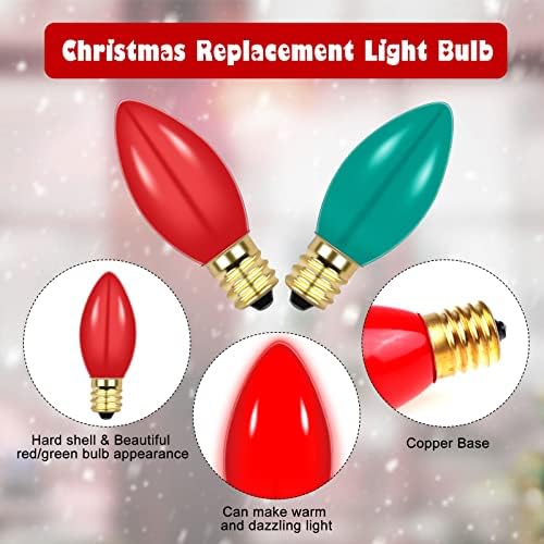 32 חתיכות חג המולד אור הנורה ג7 ה12 הוביל נורות החלפת מחודדת 5 ואט אדום ירוק אור נורות עבור עץ חג המולד חיצוני מחרוזת