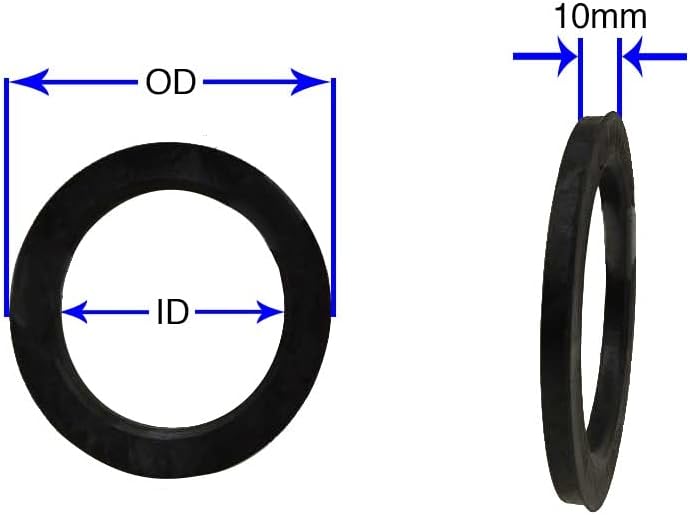 חלקי אביזרי גלגלים סט של 4 טבעת מרכזית של רכזת 74.10 ממ OD עד 72.56 ממ מזהה רכזת, פוליקרבונט שחור