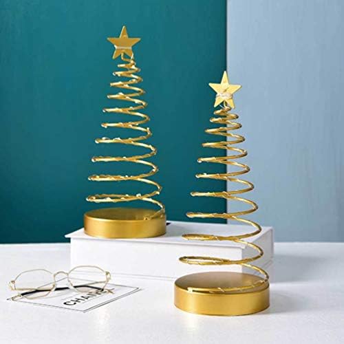LED BESPORTBLE SPIRAL SPIRAL עץ חג המולד אור שולחן השולחן הדליק עץ ספירלה עם כוכב טופר דקורטיבי עץ חג המולד פסלון קישוט
