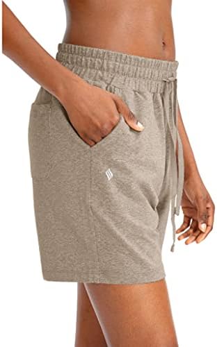 מכנסי כותנה של Santiny's Women 5 '' טרקלין יוגה מכנסיים קצרים ג'רזי מזיעה מכנסיים קצרים ברמודה לנשים שהולכות