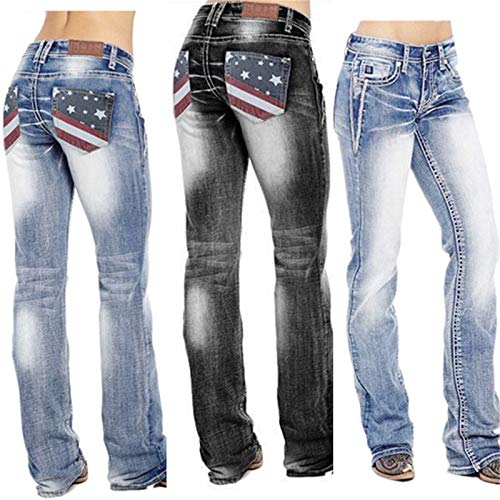 נשים אמריקאי דגל למתוח ז 'אן שטף נמתח אתחול ז' אן נשים מקרית בסיסי ג 'ינס בציר למתוח ג' ינס מכנסיים