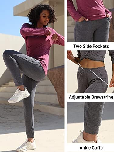 מכנסי טרנינג של Mier Jogger נשים עם כיסים, מכנסי טרקלין רכים נשים, מכנסי ג'וג'רס אתלטים של נשים במותניים.