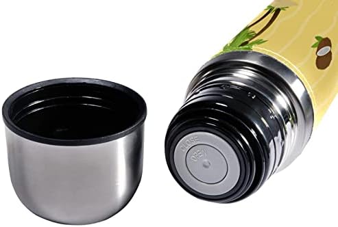 SDFSDFSD 17 גרם ואקום מבודד נירוסטה בקבוק מים ספורט קפה ספל ספל ספל עור מקורי עטוף BPA בחינם, דפוס עם עצי דקל קוקוס