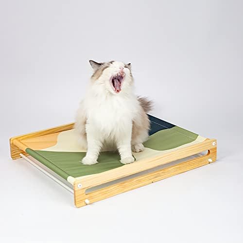 מיטת כלב חתול Lkeiyay מוגבהת - מעמד מעץ מורם מיטת חתול רחיצה נשלפת נשלפת לחתול פנים וחוץ וכלבים בגודל קטן