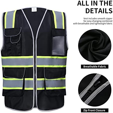 yaludde ראות גבוהה בטיחות בטיחות - בגדי עבודה רפלקטיביים מרובי כיס, תחרות ANSI/ISEA Class 2