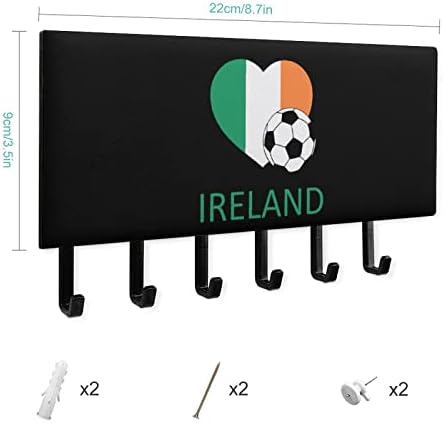 אהבת אירלנד כדורגל מפתח מחזיק עבור קיר אישית קיר רכוב מפתח קולבי עם 5 ווים לבית משרד דקור