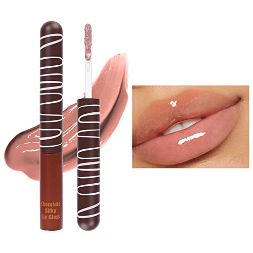 ליפ בר גלוס שוקולד זיגוג שפתיים לחות לחות לאורך זמן לחות לא דביק עירום מים אור איפור אפקט נשי 5.5 מיליליטר רול גלוס עבור בנות