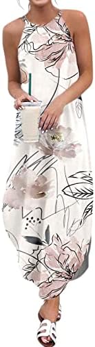 שמלות לנשים עניבת צבע פרחוני הדפסת שרוולים צוואר פיצול קיץ מזדמן יולדות טנק שמלה ארוך שמלה קיצית