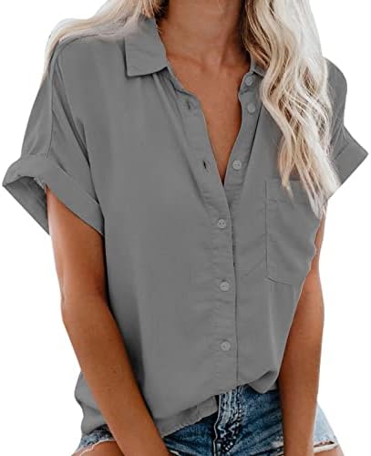 חולצת נשים סתיו קיץ שרוול קצר 2023 כפתור אופנה בגדים למטה חולצת חולצה בסיסית לבנות J6 J6