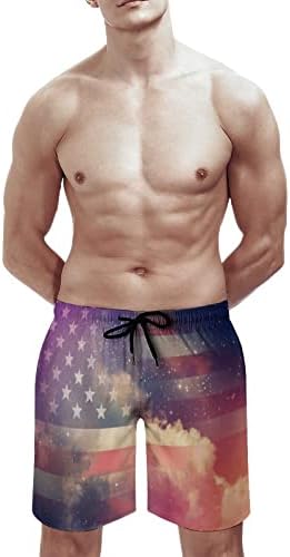 אמריקאי גלקסי דגל גברים של בגד ים מהיר יבש חוף שרוך מכנסיים ספורט מכנסיים קצרים עם כיס