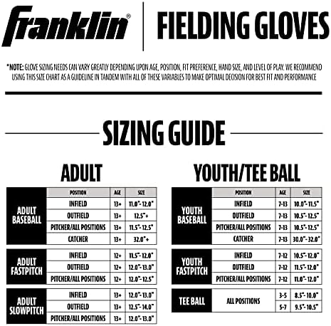 פרנקלין ספורט בייסבול + סופטבול כפפות-שדה מאסטר למבוגרים + נוער בייסבול + סופטבול כפפות - יד ימין + יד שמאל כפפות-מגרש