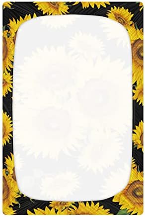 Alaza Vintage Sunflower פרחי רטרו פרחי עריסה סדיני בסינט מצויד לבנים פעוטות תינוקות, גודל סטנדרטי 52 x 28 אינץ '