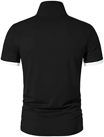 חולצות פולו שרוול קצר של גברים ווטרוואנג, חולצות פולו גולף כותנה בכושר דק מעוצב בסיסי
