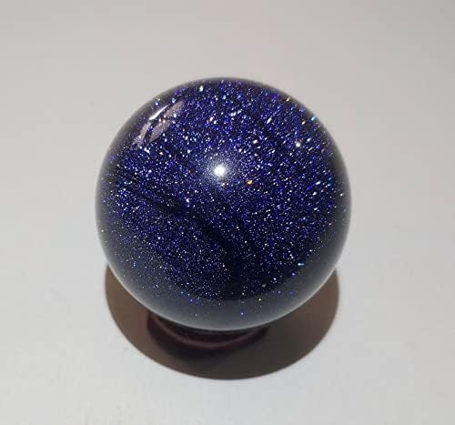 כדור גולדסטון כחול 50 ממ אבן ריפוי צ'אקרה, 50 ממ / 2 אינץ '