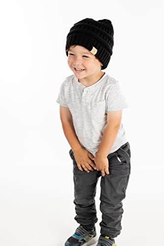 כובע כיפה מוצק של ג'ונקי מצולע כובע כבל צלעות מוצק לילדים טווינים רכים כבל סרוג כובע סרוק כובע גולגולת חורפית חמה