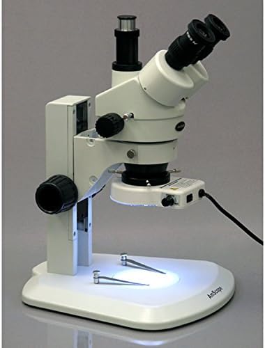 מיקרוסקופ זום סטריאו טרינוקולרי מקצועי משנות ה -10, עיניות פי 10, הגדלה פי 3.5 פי 45, 0.7 פי 4.5 מטרת זום, נורת טבעת לד 80