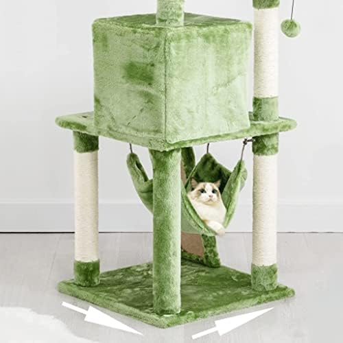 חתול עץ מאצ ' ה ירוק חתול מגדל פעילות עץ גדול חתול טיפוס מסגרת עם ערסל חתול גרוד עם סולם חתול ריהוט חתול מגדל