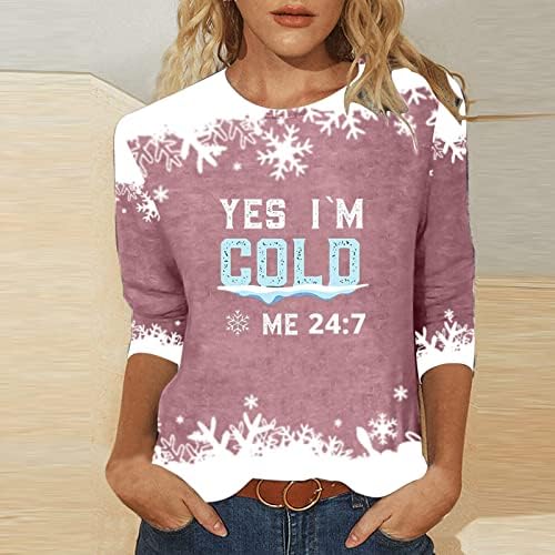 סווטשירט לחג המולד לנשים כן אני קר אותי 24: 7 סוודר הדפס שלג נשים