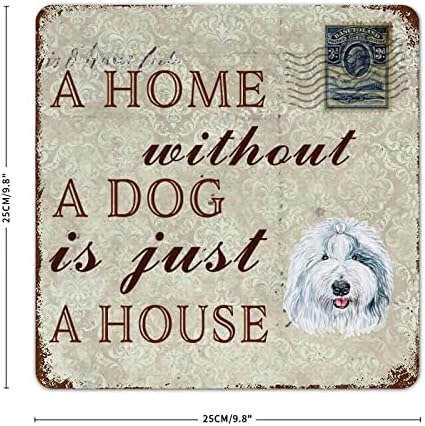 לוח כלבים מתכת מצחיק לוח בית ללא כלב הוא רק בית ישן של כלב רועים אנגלי ישן חיות מחמד שלט ברוך הבא עם כלב סרקסטי כלב